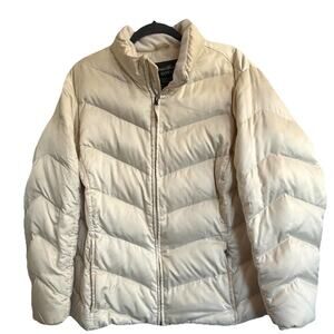 Eddie Bauer Women’s Goose Down Coat Cream Sz 1X Ski Winter Snow